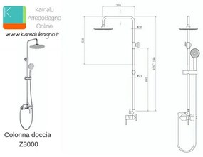 Kamalu - Colonna doccia colore nero in acciaio inox | KAM-ARTE NERO