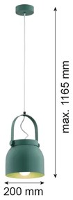Argon 8283 - Lampadario a sospensione con filo LOGAN 1xE27/15W/230V diametro 20 cm verde