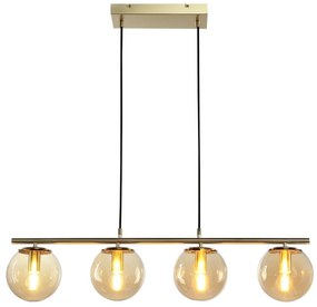 Lampadario Glamour Callas oro paralume ambrato 4x E14 Ø13.5cm INSPIRE