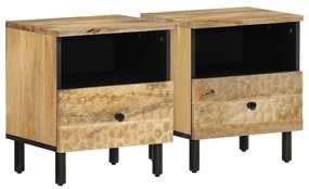 Comodini 2pz 40x33x46 Cm İn Legno Massello Di Mango /
