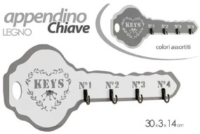 Trade Shop - Appendino Portachiavi Legno Da Parete 30x3x14cm Decoro Chiave Shabby Chic 765902