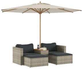 Set Divano Giardino 5 pz con Cuscini Grigio Polyrattan Acacia