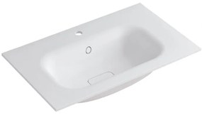 Lavabo a incasso rettangolare vasca centrale L 80.5 x H 15 x P 46 cm in resina bianco opaco