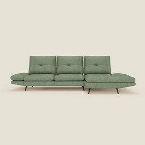 Ardex Divano con penisola - schienali traslanti e braccioli regolabili in elegante tessuto impermeabile T06 verde