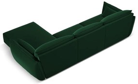 Divano angolare verde scuro (con penisola a destra/con chaise lounge) con rivestimento in velluto Vanda – Mazzini Sofas