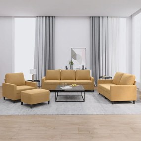 Set Di Divani 4 Pz Con Cuscini Marrone İn Velluto /