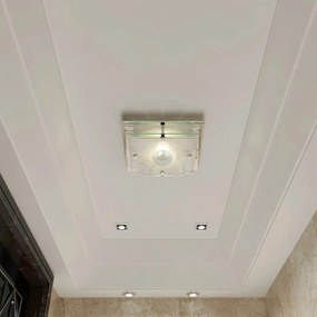 Lampada Da Soffitto Quadrata İn Vetro 1 X E27 Cristallo /