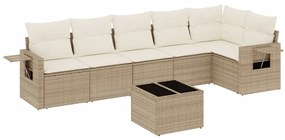 Set divani da giardino 7 pz con cuscini beige in polyrattan