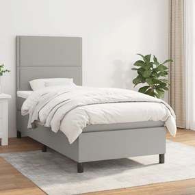 Giroletto A Molle Con Materasso Grigio Chiaro 90x200 Cm Tessuto /