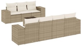 Set Divano da Giardino 8 pz con Cuscini Beige in Polyrattan