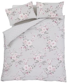 Biancheria da letto grigia Rose, 135 x 200 cm Canterbury - Catherine Lansfield