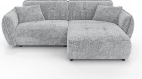 Divano angolare grigio chiaro (con penisola a destra/con chaise lounge) con rivestimento in ciniglia Nelia – Ropez