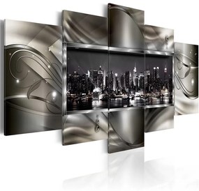 Quadro Notte a New York III  Colore Grigio, Dimensioni e Misure 100x50