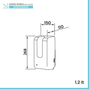 Dispenser per sapone liquido automatico da 1,2 L bianco in plastica alimentato a batterie o con cavo