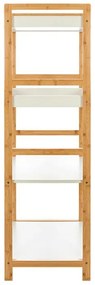 Scaffale per bagno in legno bamboo bianco 4 mensole Tahiti