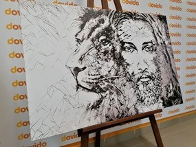 Quadro su tela – Onnipotente con leone in bianco e nero
