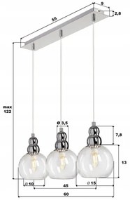 Lampadario a sospensione con filo AKSO 3xE14/40W/230V argento