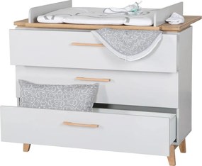 Cassettiera bassa grigio chiaro in rovere con fasciatoio 117x104 cm Caro - Roba