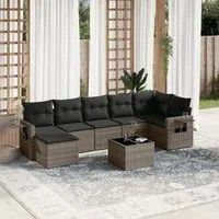 Set Divano da Giardino 8 pz con Cuscini Grigio in Polyrattan 3252827