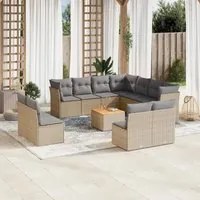 Set Divano da Giardino 12 pz con Cuscini Beige Misto Polyrattan 3256038