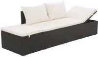 Lettino da Giardino con Cuscini in Polyrattan Nero 317108