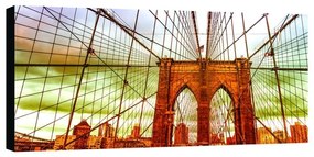 Stampa su tela Tramonto ponte di Brooklyn, multicolore 140 x 70 cm