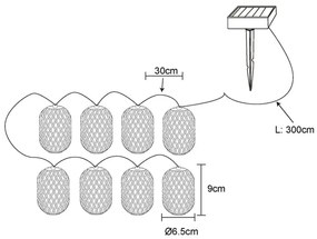 Globo 36129-8 - Catena LED solare LED/0,06W/3V 650 cm IP44