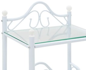 Comodini Set 2 pz Acciaio e Vetro Temperato 45x30,5x60cm Bianco