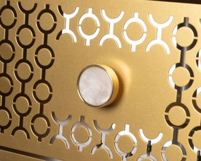 Piccola Consolle di design Mayfair - Bianco marmo e oro trasparente