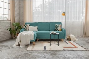 Divano letto ad angolo in velluto a coste turchese variabile Tori - Bonami Selection