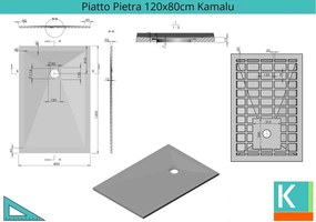 Piatto doccia 120x80 cm in pietra colore antracite scuro - KAMALU