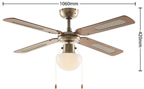 Ventilatore da soffitto Lindby con luce Rakan, silenzioso, Ø 106 cm