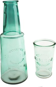 Caraffa in vetro verde con bicchiere, 800 ml - Dakls