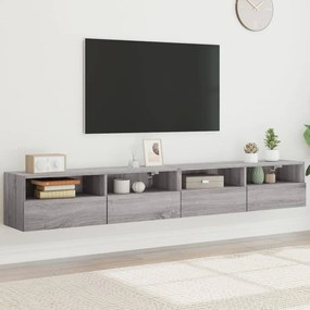 Mobili tv muro 2pz grigio sonoma 100x30x30 cm legno multistrato