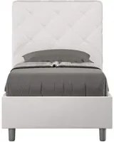 Letto Singolo rivestito in Similpelle - PRIYA Tipologia Letto: Con Rete, Dimensione Rete: 80x200, Colore: Bianco