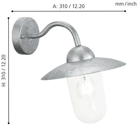 EGLO 88489 - Applique da esterno MILTON acciaio galvanico