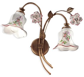 Applique Classica Pisa Metallo E Ceramica Ruggine Sfumato Oro 2 Luci E14