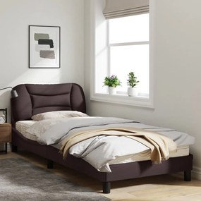 Giroletto con testiera marrone scuro 90x200 cm in tessuto