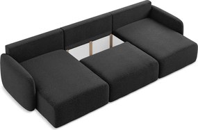 Divano angolare nero allungabile/con contenitore Kalena – Makamii