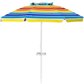 Costway Ombrellone 2,2m da spiaggia con protezione solare UPF50+ inclinato, Ombrellone portatile da esterno Colorato