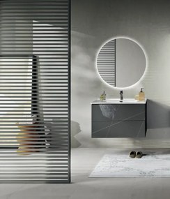 Mobile da bagno sospeso moderno base 80 CRIZIA con lavabo ANTRACITE OPACO