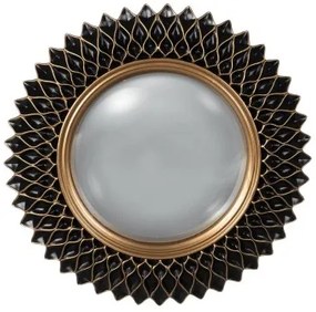 Specchio da parete Nero Dorato Resina Poliresina 32 x 2,3 x 32 cm