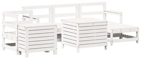 Set divani da giardino 7 pz bianco in legno massello di pino