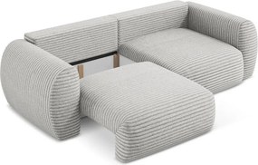 Divano grigio chiaro allungabile/con contenitore con rivestimento in velluto a coste 266 cm Kini – Makamii