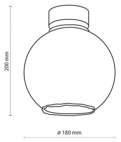 TK Lighting Plafoniera Devi in vetro, ambra