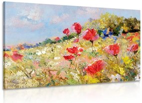 Quadro su tela – Papaveri dipinti sul prato