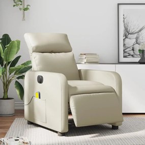 Poltrona massaggiante elettrica reclinabile crema similpelle