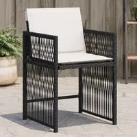 Sedie da Giardino con Cuscini 4 pz Nere in Polyrattan 365034