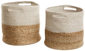 Set di 2 ceste in iuta e cotone color sabbia/grigio chiaro NAULLA Beliani