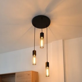 Lampadario a sospensione con filo MELODY 3xE27/15W/230V nero